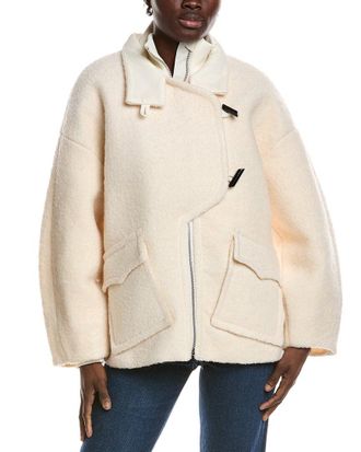 Ganni Ganni Boucle Wool-Blend Drop Shoulder Jacket