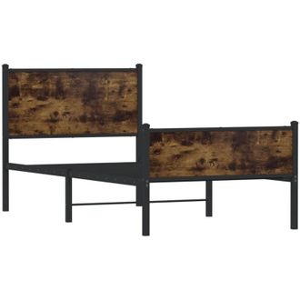 vidaXL Metal Bed Frame without Mattress Smoked Oak 80x200 cm Vidaxl