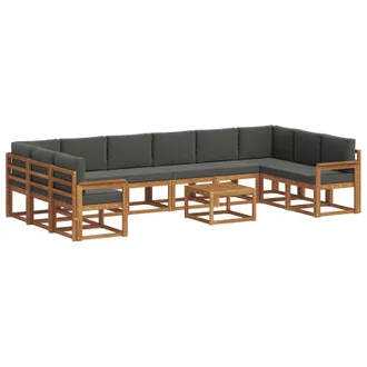 vidaXL Conjunto De Sof&aacute;s De Exterior 11 Uds. Natural Y Antracita Vidaxl