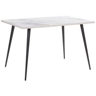 Beliani Beliani - Mesa De Comedor Efecto M&aacute;rmol Blanco Con Patas De Metal Negras Rectangular 120 X 80 Cm Para 4 Personas Estilo Glamour Moderno Santiago