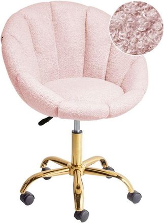 Beliani Beliani - Elegant Swivel Office Chair Adjustable Height Boucle Pastel Pink Annabelle