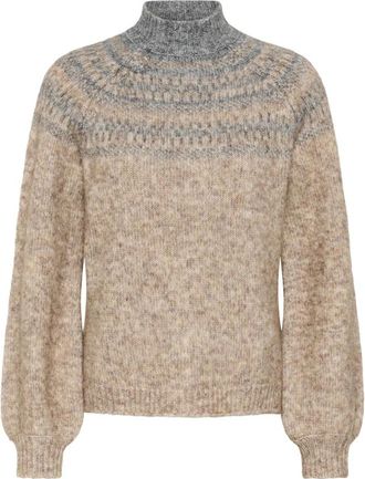 Kaffe KAgerda Pullover Gebreid - Dames - Coltruien - Bruin - XL - Wol - Truien & Vesten