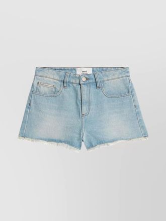 Ami denim raw-cut mini shorts