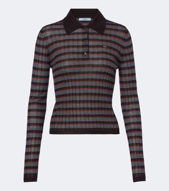 Prada Jersey polo en mezcla de cachemir y seda a rayas