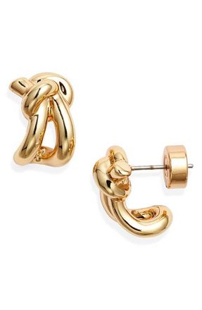 Nordstrom Demi Fine Knot Huggie Hoop Earrings in 14K Gold Plated at Nordstrom