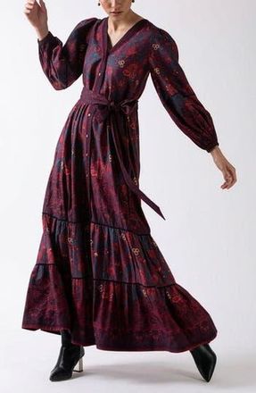 Celina Moon Myra Long Sleeve Cotton Maxi Dress in Burgundy at Nordstrom Rack, Size X-Small