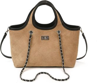 Generic Womens Quilted Faux Suede Checkered Handbag with Chain Straps, Large Capacity Tote Bag, Adjustable Strap, Applies to Daily Matching, Casual Dates and 