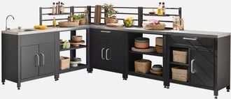 Sweeek Mobili per cucina da esterno, in acciaio inox, 6 moduli