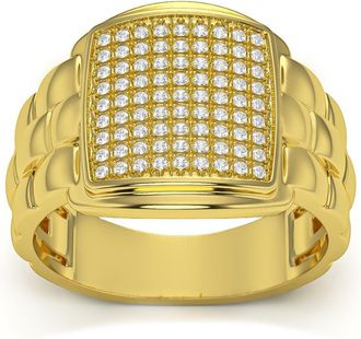 Pompeii3 1/4Ct Pave Diamond Mens Wide Ring Lab Grown in White, Yellow, or Rose Gold
