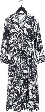 Summum Kleedjes, Dames, Zwart, M, Katoen, Maxi Jurk Two Tone Flower