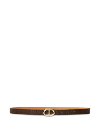 Twin-Set Leren riem met textuur - Bruin