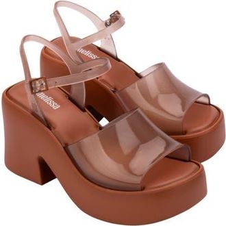Melissa Lina Ankle Strap Platform Sandal in Brown/transparent at Nordstrom, Size 10
