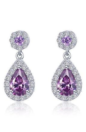 Lafonn Simulated Diamond & Simulated Semiprecious Stone Pear Drop Earrings in Amethyst/White at Nordstrom Rack