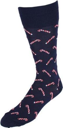 Trafalgar Store Candy Cane Lane Novelty Mid Calf Mercerized Cotton Socks in Navy Blue at Nordstrom