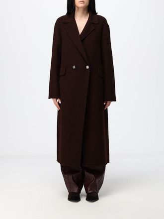 Hanita Double-Breasted Long Wool Blend Coat with Peak Lapels