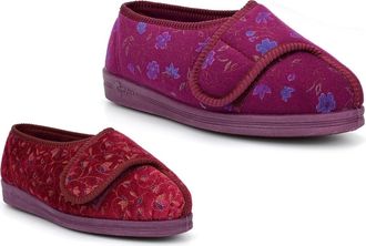 Generic Womens Extra Wide Slippers Ladies Machine Washable Slippers Size 5 Washable Slipper Size 3 Wide Fit Slipper Comfort Touch Fastening Rubber Sole 4E Wid