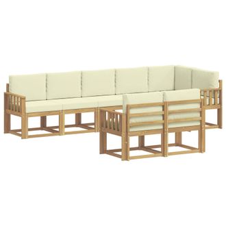 vidaXL Conjunto De Sof&aacute;s De Exterior 8 Pcs Blanco Y Crema Poli&eacute;ster Vidaxl
