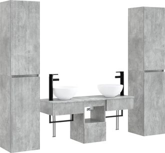 vidaXL Juego De Muebles De Ba&ntilde;o 5 Uds. Gris Hormig&oacute;n Vidaxl