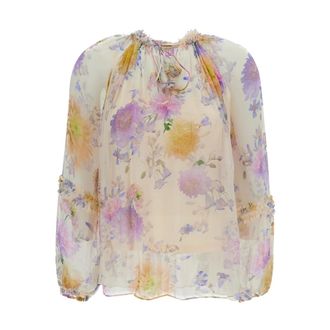 Zimmermann Blouses, female, Multicolor, Size: XS Ruffled Gathered Blouse