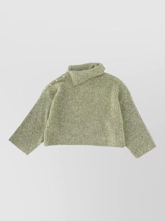 Ganni sweater side buttons asymmetric neck cropped