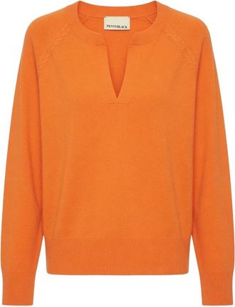 Pennyblack Dentice Gebreide Trui - Dames - Cashmere truien - Oranje - L - Katoen - Truien & Vesten