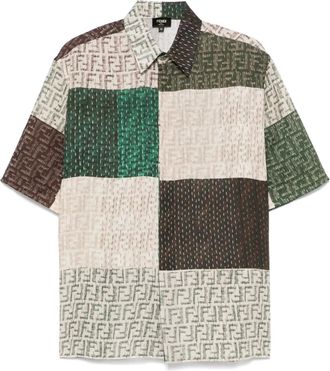 Fendi Camicia FF in lino - Verde