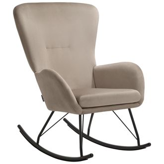 TecTake Mecedora acolchada con respaldo y coj&iacute;n extra&iacute;ble 120 kg, negro/beige