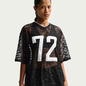 Nike Womens Nike Sportswear Chill Lace Oversized Jersey in Blue | IM8387-486