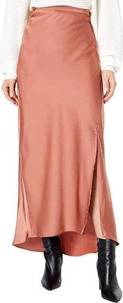 Bishop + Young Bishop + Young Bias A-Line Skirt Womens Bronze Stretch Side Slit UPS989