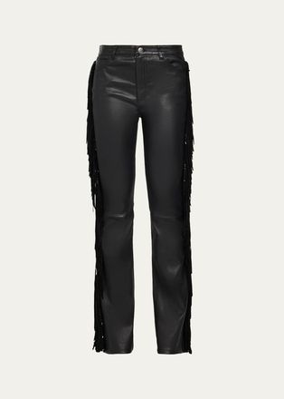 SPRWMN Micro Flare Suede Fringe Leather Pants