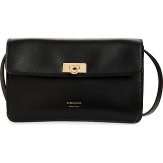 Ferragamo Harley Leather Shoulder Bag in Nero at Nordstrom