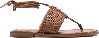 Michael Michael Kors interwoven ankle-strap sandals - women - Rubber/Rubber/Calf Leather - 7.5 - Brown