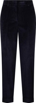 PESERICO High-Waisted Tapered Broeken - Dames - Vrijetijds broeken - Blauw - XS - Katoen - Broeken