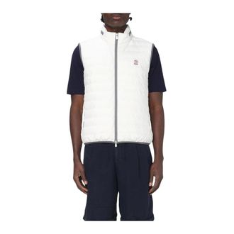 Brunello Cucinelli White Quilted Stand Collar Vest