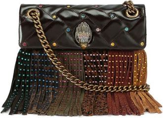 Kurt Geiger Mini Kensington Fringe Convertible Crossbody Bag in Open Brown at Nordstrom