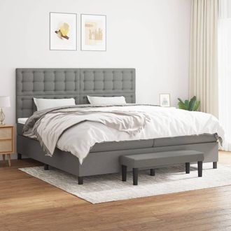 vidaXL Cama Box Spring Con Colch&oacute;n Tela Gris Oscuro 200x200 Cm Vidaxl