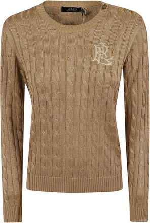 Ralph Lauren Trui Pullover - Dames - Ronde hals truien - Beige - L - Truien & Vesten