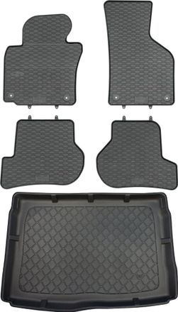 OEM Volkswagen Golf V 1k Hatchback De 09.2008 A 09.2012 Set - Alfombrillas De Goma Para Coche + Alfombrilla Para Maletero