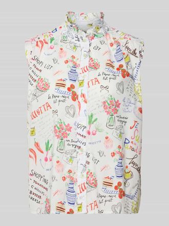 Emily van den Bergh Blusentop im Allover-Look mit Stehkragen in Offwhite, Gr&ouml;&szlig;e 36