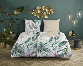 Descanso Wendebettwäsche »Verdi« 2 Stk. tlg. Baumwolle, Satin, 135x200, Biese, Reissverschluss, Wendeoptik, Sand