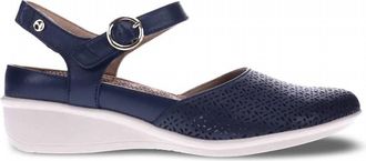 Revere Comfort Shoes Womens Calabria Mary-Jane Closed-Toe Wedge Sandal In Blue