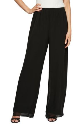 Alex Evenings Chiffon Palazzo Pants in Black at Nordstrom, Size X-Large P