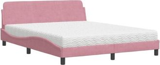 vidaXL Cama Con Colch&oacute;n Terciopelo Rosa 160x200 Cm Vidaxl