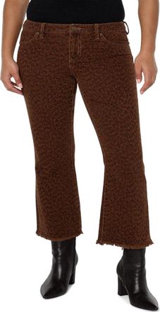 Liverpool L.A. Hannah Cropped Flared Jeans in Abstract Animal Print Brown Size 4