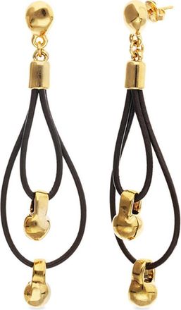 UNOde50 Double Long Leather Earrings with 18K Gold-Plated Dial Detail at Nordstrom