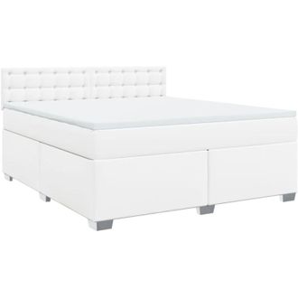 vidaXL Vidaxl - Cama Box Spring Con Colch&oacute;n Cuero Sint&eacute;tico Blanco 180x200 Cm