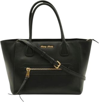 Miu Miu Pre-owned Madras Leather 2way Bag - Dames - Vintage Schoudertas - Zwart - ONE Size - Leer - Vintage