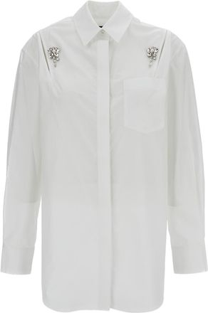 Simone Rocha White Cotton Crystal Embellished Shirt