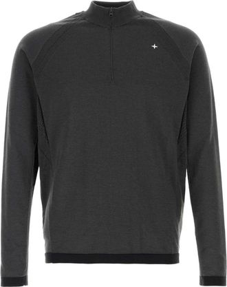 Stone Island Quarter-Zip Performance Pullover - Heren - Sportshirts - Grijs - XL - Fitness