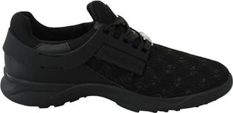 Plein Sport Fitness, Dames, Zwart, 38 EU, Panelled Lace-Up Sneakers